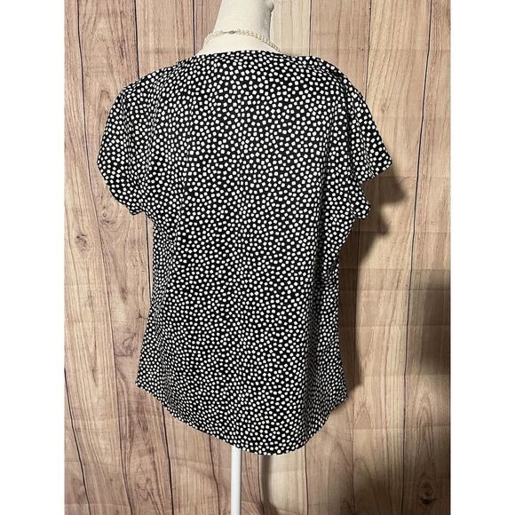 Coldwater Creek Size L 14 Womens Top Short Sleeve Black & White - Picture 3 of 6